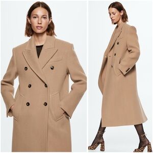 Mango Virgin Wool Double Breasted Coat